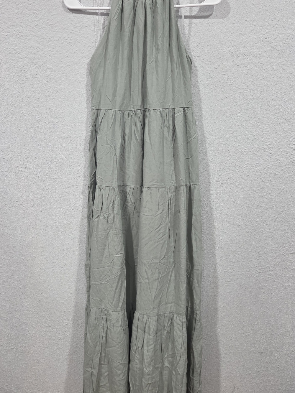 Light Sage Tiered Halter Maxi Dress - Women's